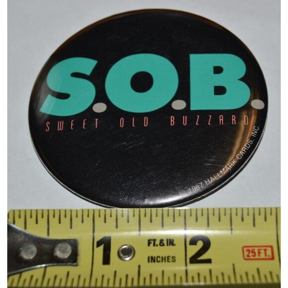 Vintage 1987 S.O.B. Swift Old Buzzard Large Button Jacket Pin - Picture 4 of 4